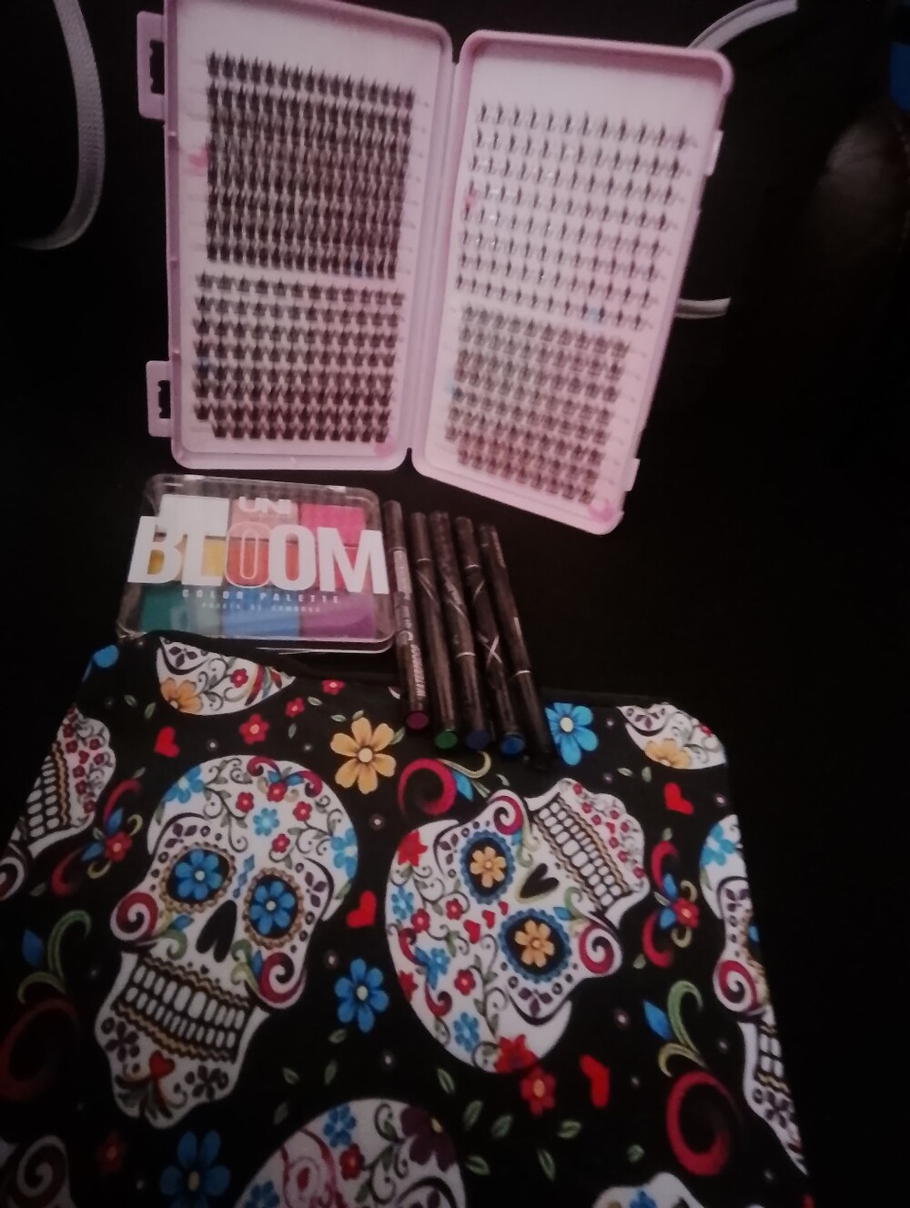 8 Piece Makeup Bundle Including Sugar Skull Cosmetic Bag